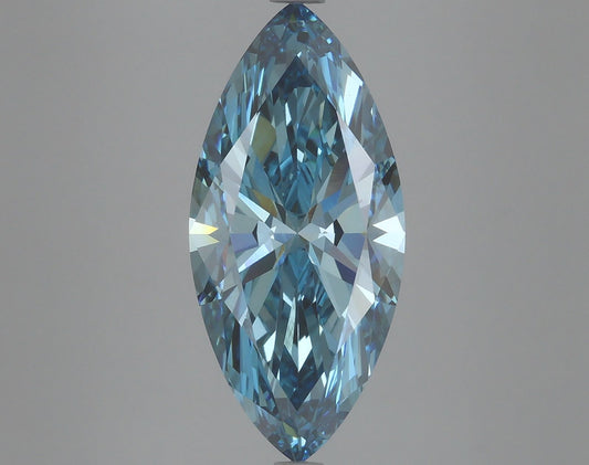 Lab-Grown Marquise Diamond - 4.75 Carats, Fancy Vivid Blue Color, VVS2 Clarity - Certified by IGI - Report Number: LG621451424