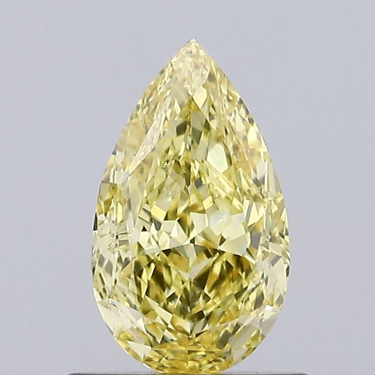 Lab-Grown Pear Diamond - 0.8 Carats, Fancy Vivid Yellow Color, VVS2 Clarity - Certified by IGI - Report Number: LG637468889