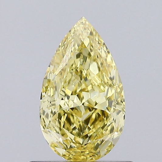 Lab-Grown Pear Diamond - 0.8 Carats, Fancy Vivid Yellow Color, VVS2 Clarity - Certified by IGI - Report Number: LG637468889