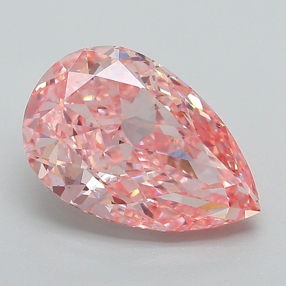 Lab-Grown Pear Diamond - 3.6 Carats, Fancy Vivid Pink Color, VS1 Clarity - Certified by IGI - Report Number: LG660440602
