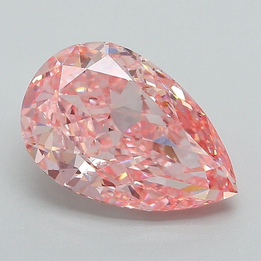 Lab-Grown Pear Diamond - 3.6 Carats, Fancy Vivid Pink Color, VS1 Clarity - Certified by IGI - Report Number: LG660440602