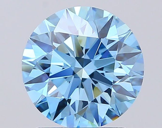 Lab-Grown Round Diamond - 1.95 Carats, Fancy Vivid Blue Color, VS1 Clarity - Certified by IGI - Report Number: LG674541628
