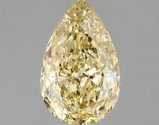 Lab-Grown Pear Diamond - 1.02 Carats, Fancy Intense Yellow Color, VVS2 Clarity - Certified by IGI - Report Number: LG677575742