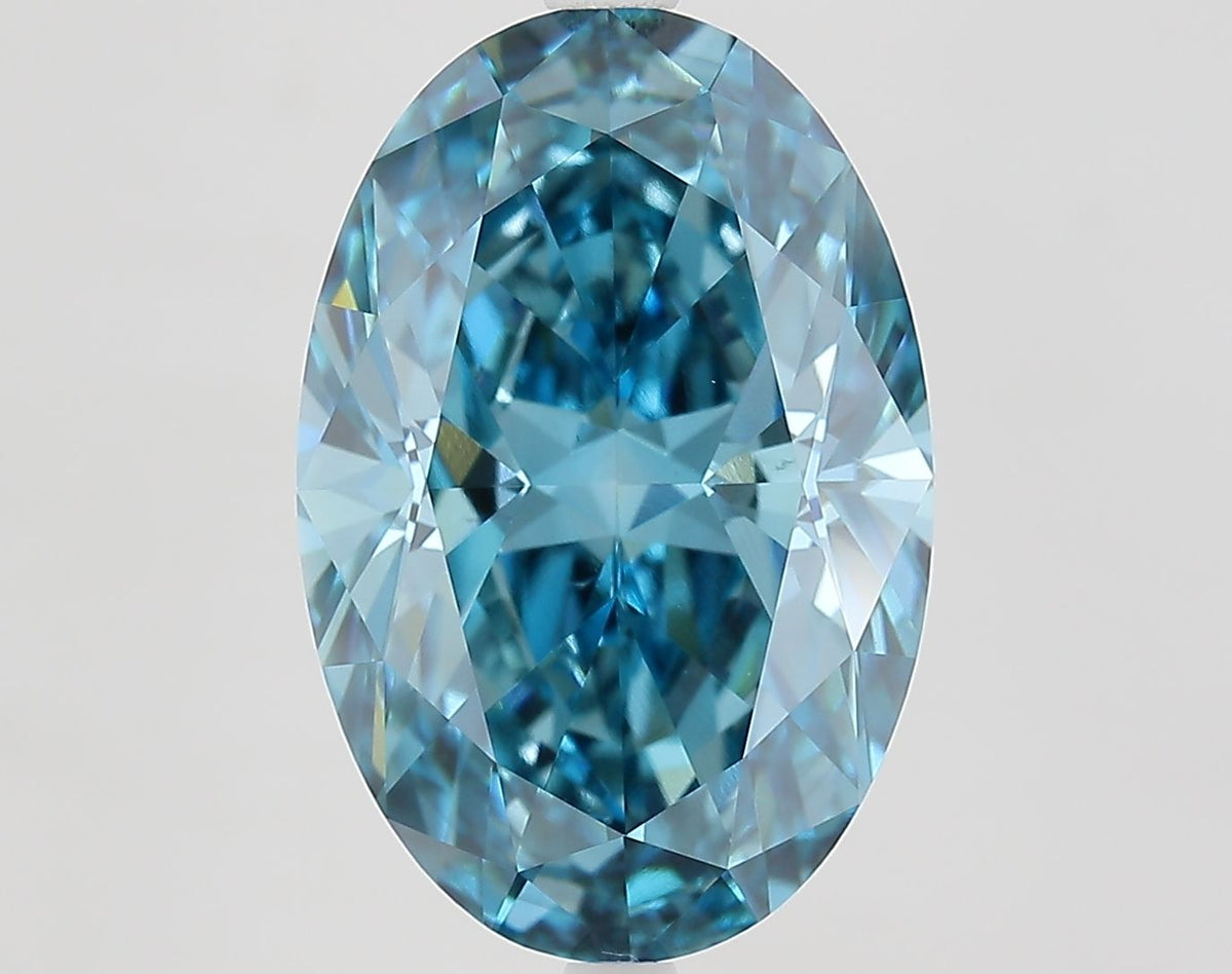 Lab-Grown Oval Diamond - 7.02 Carats, Fancy Vivid Blue Color, VS2 Clarity - Certified by IGI - Report Number: LG683582633