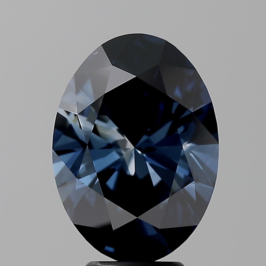 Lab-Grown Oval Diamond - 5.03 Carats, Fancy Deep Blue Color, VS1 Clarity - Certified by IGI - Report Number: LG512223603