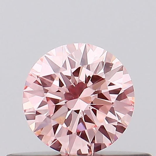 Lab-Grown Round Diamond - 0.34 Carats, Fancy Vivid Pink Color, VS1 Clarity - Certified by IGI - Report Number: LG689580146