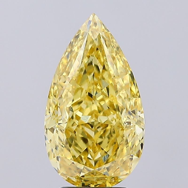 Lab-Grown Pear Diamond - 4.73 Carats, Fancy Vivid Yellow Color, VVS2 Clarity - Certified by IGI - Report Number: 631469021