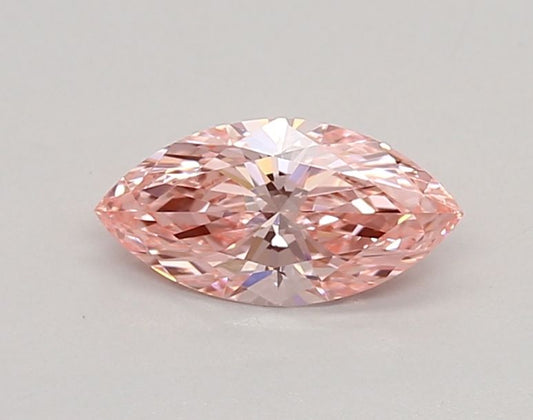 Lab-Grown Marquise Diamond - 0.56 Carats, Fancy Vivid Pink Color, VVS2 Clarity - Certified by IGI - Report Number: LG607316236