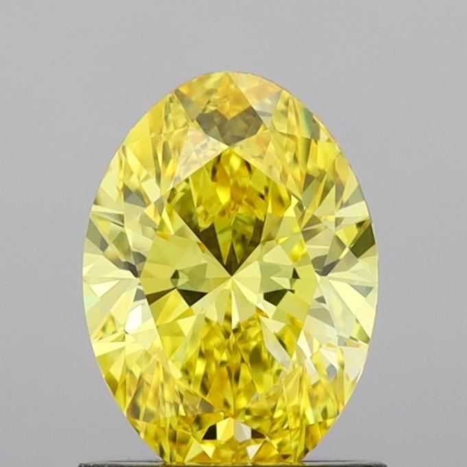 Lab-Grown Oval Diamond - 1.02 Carats, Fancy Vivid Yellow Color, VVS2 Clarity - Certified by IGI - Report Number: LG691539986