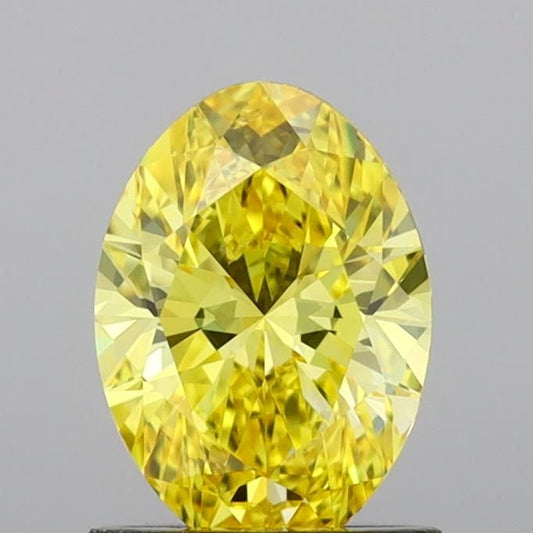 Lab-Grown Oval Diamond - 1.02 Carats, Fancy Vivid Yellow Color, VVS2 Clarity - Certified by IGI - Report Number: LG691539986