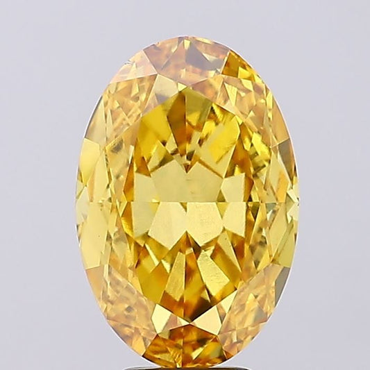 Lab-Grown Oval Diamond - 7.02 Carats, Fancy Vivid Yellow Color, VS2 Clarity - Certified by IGI - Report Number: LG687589687