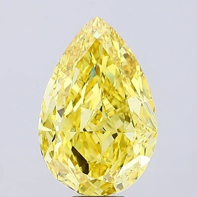 10,01 ct birnenförmiger, im Labor gezüchteter Diamant (Farbe: Fancy Vivid Yellow, Reinheit: VVS2, IGI-zertifiziert)