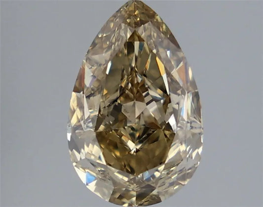 Diamant de laboratoire taille poire de 2,38 ct (couleur : gris jaune fantaisie, pureté : VS2, certifié IGI)