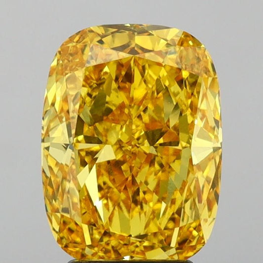 Lab-Grown Cushion Diamond - 3.52 Carats, Fancy Vivid Yellow Color, VS1 Clarity - Certified by IGI - Report Number: LG653442965