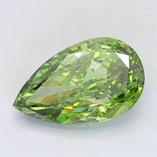 Lab-Grown Pear Diamond - 7.03 Carats, Fancy Vivid Green Color, VS1 Clarity - Certified by IGI - Report Number: LG681566771