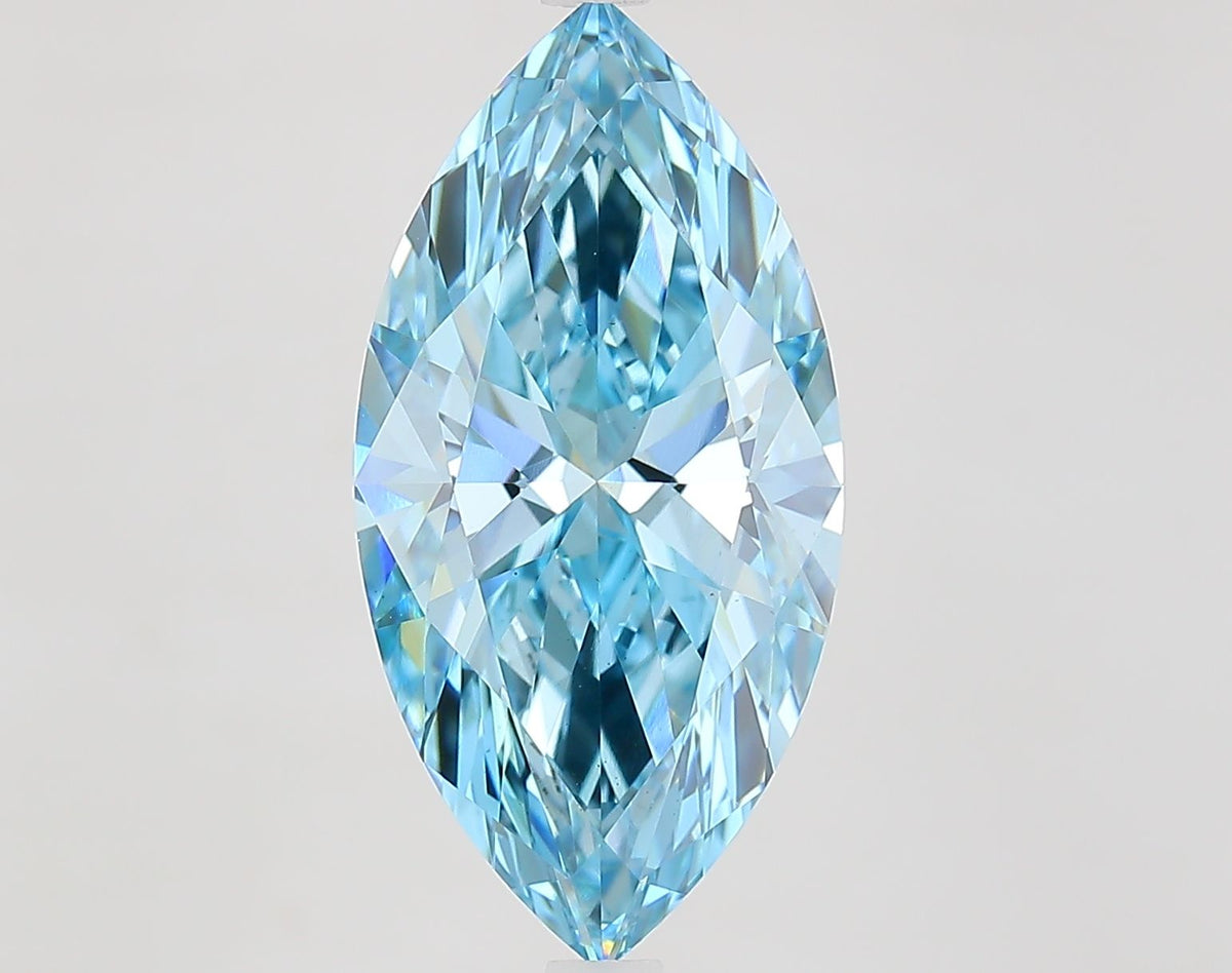 Lab-Grown Marquise Diamond - 5.17 Carats, Fancy Vivid Blue Color, VS1 Clarity - Certified by IGI - Report Number: LG683583656