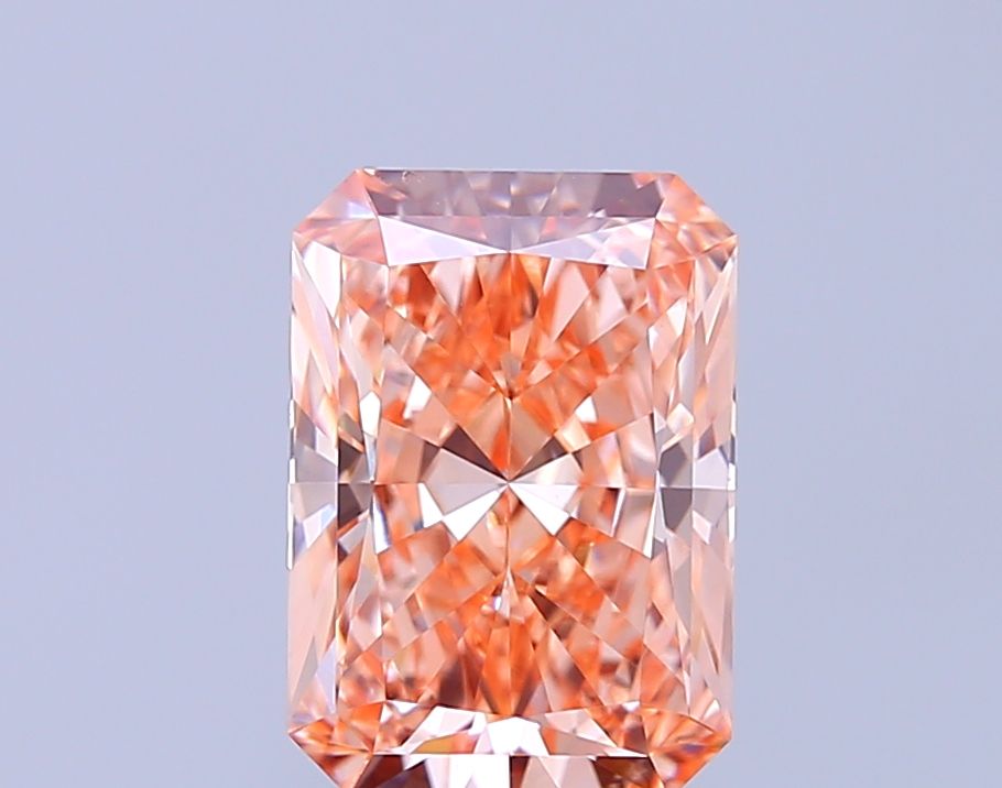Lab-Grown Radiant Diamond - 3.04 Carats, Fancy Intense Pink Orange Color, VVS2 Clarity - Certified by IGI - Report Number: LG685586053
