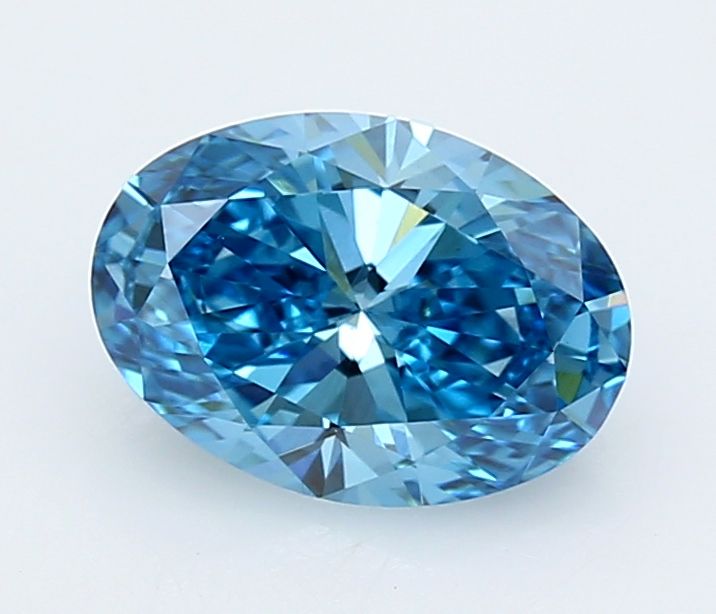 Lab-Grown Oval Diamond - 2.01 Carats, Fancy Vivid Blue Color, VS1 Clarity - Certified by IGI - Report Number: LG670483558