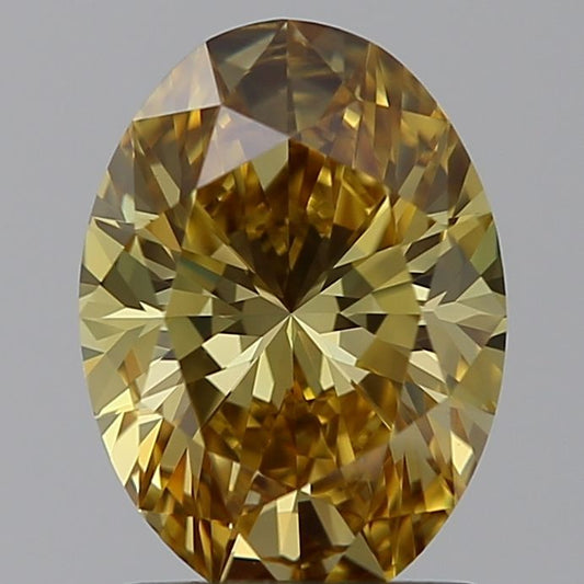 Lab-Grown Oval Diamond - 1.49 Carats, Fancy Vivid Yellow Color, VS1 Clarity - Certified by IGI - Report Number: LG605328671
