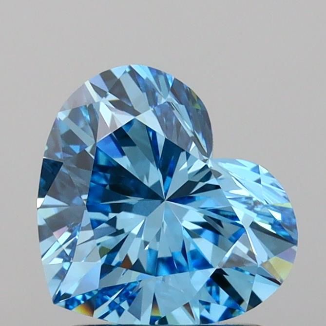 Lab-Grown Heart Diamond - 1.58 Carats, Fancy Vivid Blue Color, VVS2 Clarity - Certified by IGI - Report Number: LG641490453