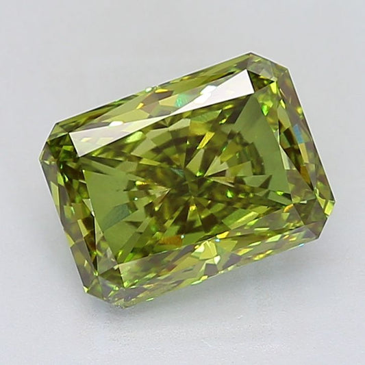 Lab-Grown Radiant Diamond - 6.08 Carats, Fancy Vivid Green Color, VS1 Clarity - Certified by IGI - Report Number: LG681566769