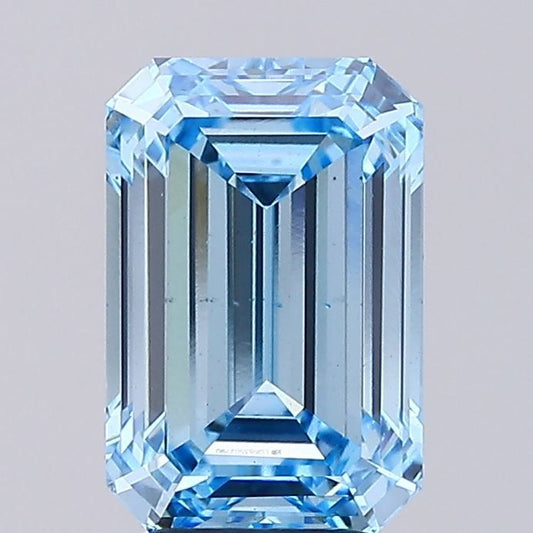 Lab-Grown Emerald Diamond - 4.01 Carats, Fancy Vivid Blue Color, VS2 Clarity - Certified by IGI - Report Number: LG683502790