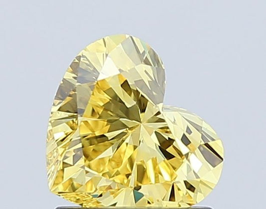 Lab-Grown Heart Diamond - 1.02 Carats, Fancy Vivid Yellow Color, VS2 Clarity - Certified by IGI - Report Number: LG627449499