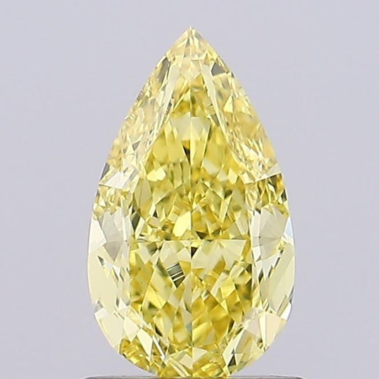 Lab-Grown Pear Diamond - 1.01 Carats, Fancy Vivid Yellow Color, VVS2 Clarity - Certified by IGI - Report Number: LG686507674