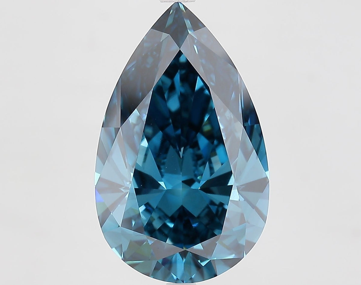 Lab-Grown Pear Diamond - 7.01 Carats, Fancy Vivid Blue Color, VS2 Clarity - Certified by IGI - Report Number: LG683583552