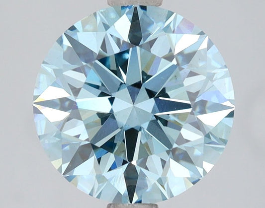 Lab-Grown Round Diamond - 3.03 Carats, Fancy Vivid Blue Color, VS1 Clarity - Certified by IGI - Report Number: LG618467481