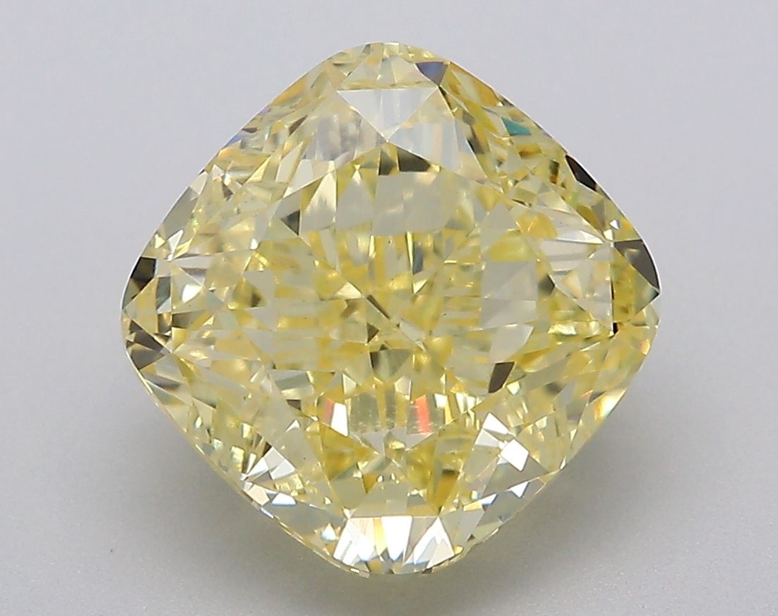 Lab-Grown Cushion Diamond - 3.02 Carats, Fancy Intense Yellow Color, VS1 Clarity - Certified by IGI - Report Number: LG618485770