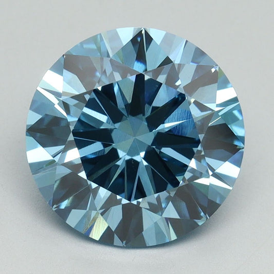 Lab-Grown Round Diamond - 4.01 Carats, Fancy Vivid Blue Color, VVS2 Clarity - Certified by IGI - Report Number: LG644438476