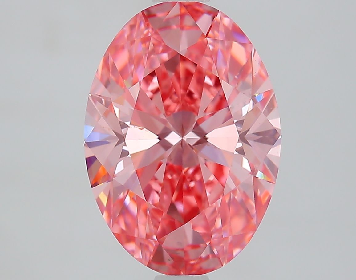 Lab-Grown Oval Diamond - 2.54 Carats, Fancy Vivid Pink Color, VVS2 Clarity - Certified by IGI - Report Number: LG644486179