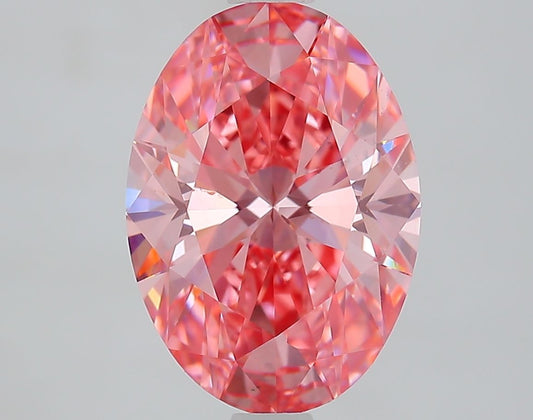 Lab-Grown Oval Diamond - 2.54 Carats, Fancy Vivid Pink Color, VVS2 Clarity - Certified by IGI - Report Number: LG644486179