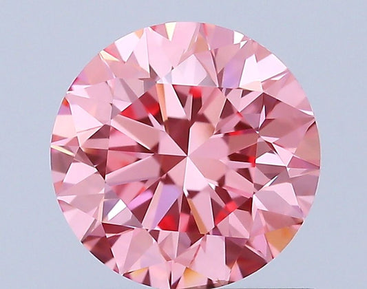Lab-Grown Round Diamond - 1.0 Carats, Fancy Vivid Pink Color, VVS2 Clarity - Certified by IGI - Report Number: LG643421804