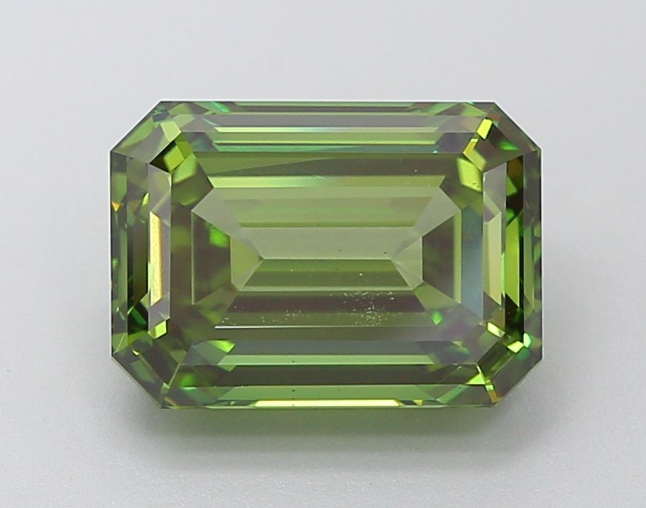 Lab-Grown Emerald Diamond - 4.03 Carats, Fancy Vivid Green Color, VS2 Clarity - Certified by IGI - Report Number: LG646475657
