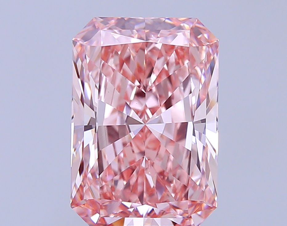Lab-Grown Radiant Diamond - 5.05 Carats, Fancy Vivid Pink Color, VS1 Clarity - Certified by IGI - Report Number: LG689542127