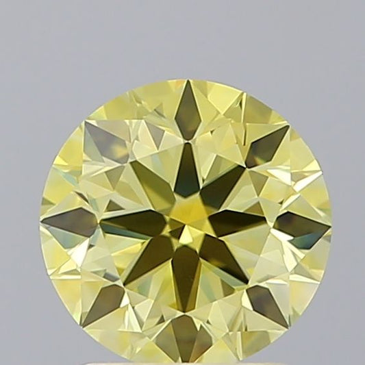 Lab-Grown Round Diamond - 1.5 Carats, Fancy Intense Yellow Color, VVS2 Clarity - Certified by IGI - Report Number: LG605357623