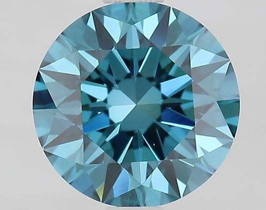 Lab-Grown Round Diamond - 1.5 Carats, Fancy Vivid Blue Color, VS1 Clarity - Certified by IGI - Report Number: LG674505715