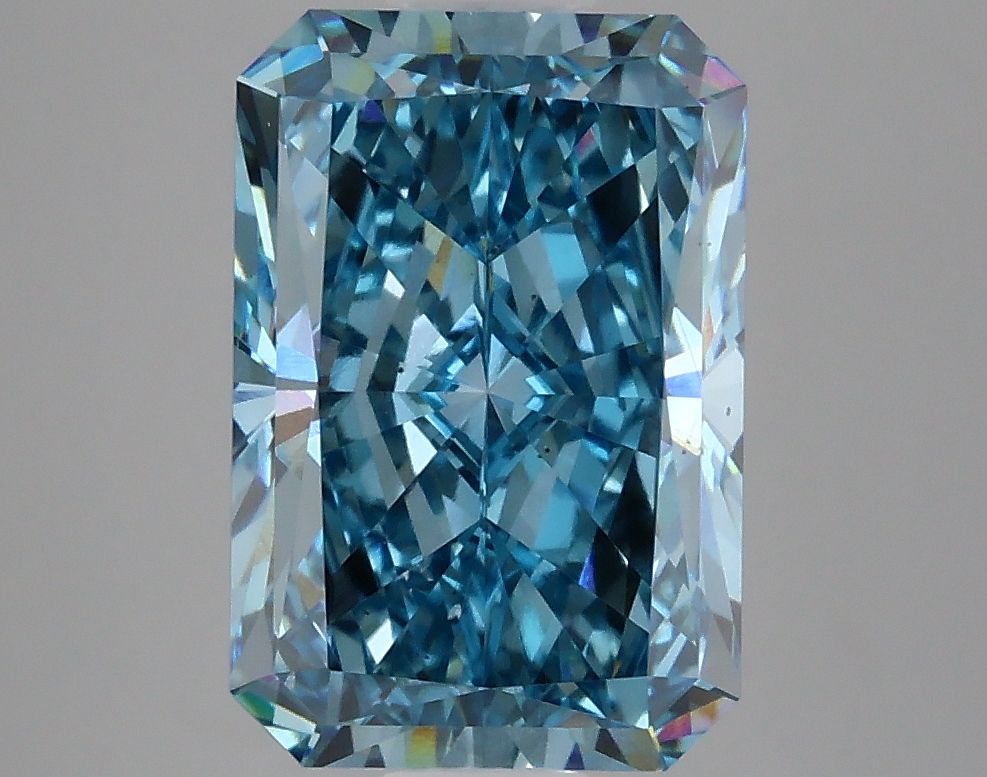 Lab-Grown Radiant Diamond - 3.95 Carats, Fancy Vivid Blue Color, VS2 Clarity - Certified by IGI - Report Number: LG629475042