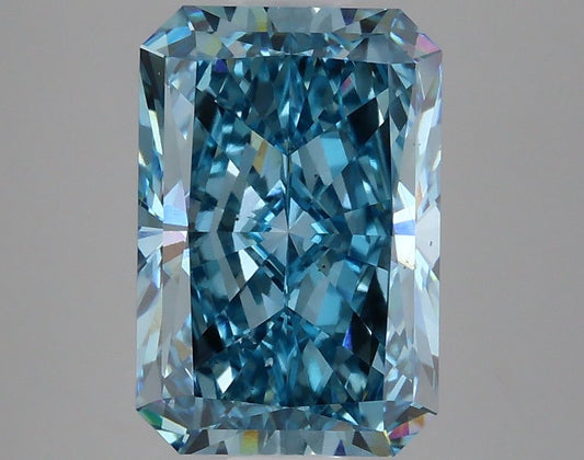 Lab-Grown Radiant Diamond - 3.95 Carats, Fancy Vivid Blue Color, VS2 Clarity - Certified by IGI - Report Number: LG629475042