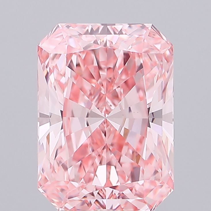 Lab-Grown Radiant Diamond - 3.48 Carats, Fancy Vivid Pink Color, VVS2 Clarity - Certified by IGI - Report Number: LG685549342