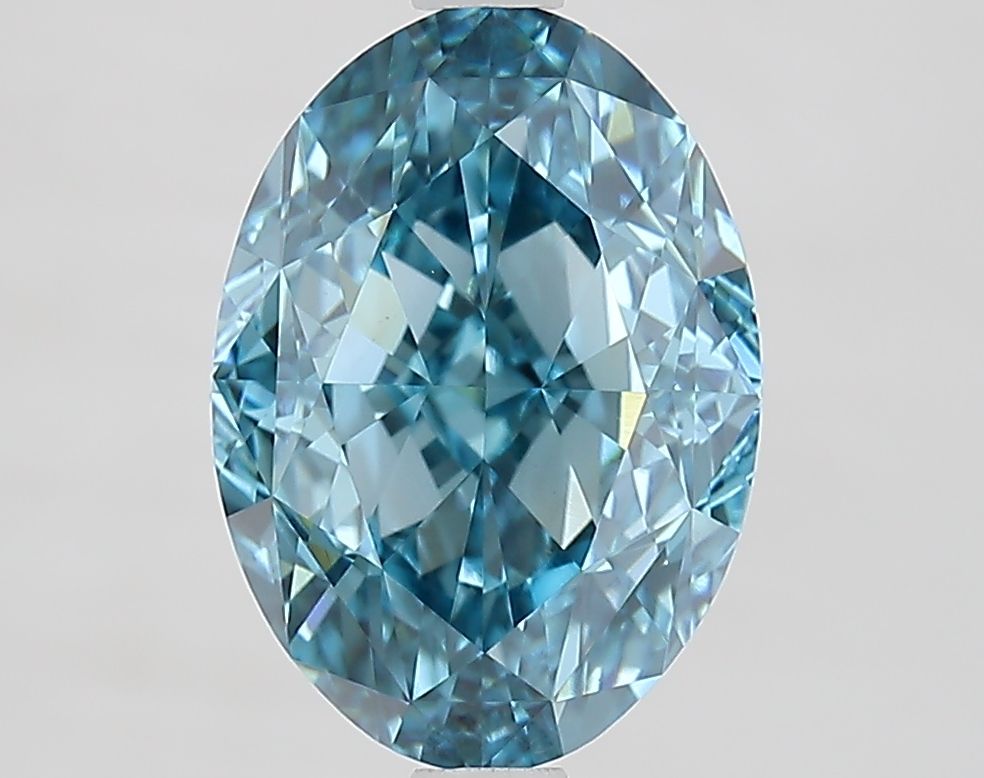 Lab-Grown Oval Diamond - 3.53 Carats, Fancy Vivid Blue Color, VVS2 Clarity - Certified by IGI - Report Number: LG673405432