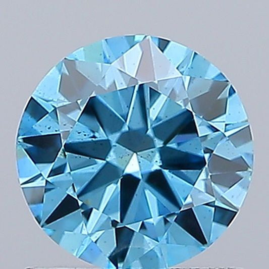 Lab-Grown Round Diamond - 1.0 Carats, Fancy Vivid Blue Color, SI1 Clarity - Certified by IGI - Report Number: LG659409098