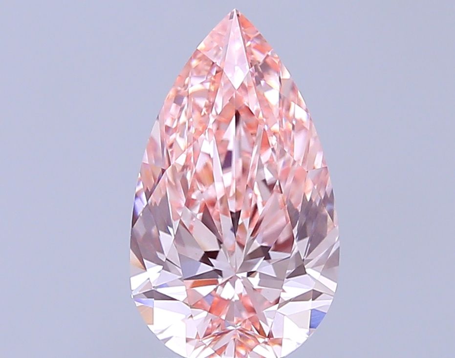 Lab-Grown Pear Diamond - 3.0 Carats, Fancy Intense Pink Color, VS1 Clarity - Certified by IGI - Report Number: LG689542148