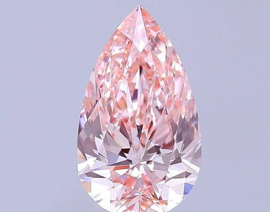 Lab-Grown Pear Diamond - 3.0 Carats, Fancy Intense Pink Color, VS1 Clarity - Certified by IGI - Report Number: LG689542148