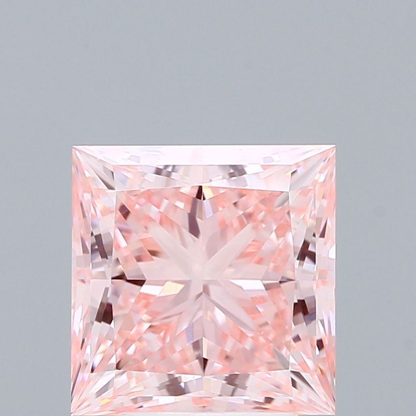 Lab-Grown Princess Diamond - 4.05 Carats, Fancy Intense Pink Color, VVS2 Clarity - Certified by IGI - Report Number: LG662483399