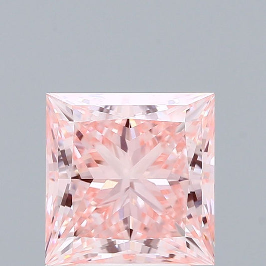 Lab-Grown Princess Diamond - 4.05 Carats, Fancy Intense Pink Color, VVS2 Clarity - Certified by IGI - Report Number: LG662483399
