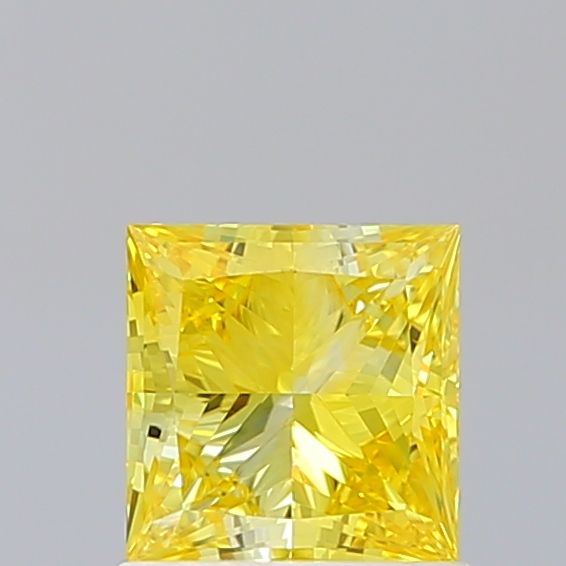 Lab-Grown Princess Diamond - 1.0 Carats, Fancy Vivid Yellow Color, VS2 Clarity - Certified by IGI - Report Number: LG660436130