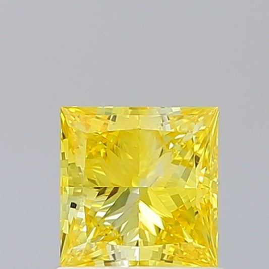 Lab-Grown Princess Diamond - 1.0 Carats, Fancy Vivid Yellow Color, VS2 Clarity - Certified by IGI - Report Number: LG660436130